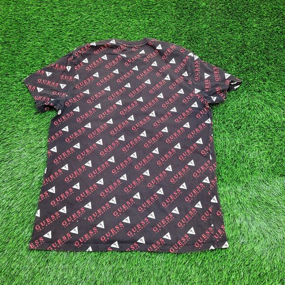 GUESS AOP Shirt Large 21x28 Black - Picture 3 of 11